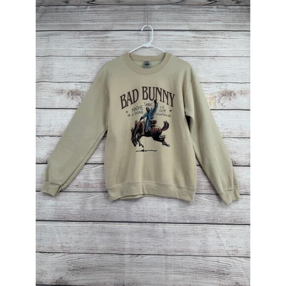 Bad Bunny Nadie Sabe Lo Que Va A Pasar Manana Tour Sweatshirt Adult S Beige - Picture 1 of 9